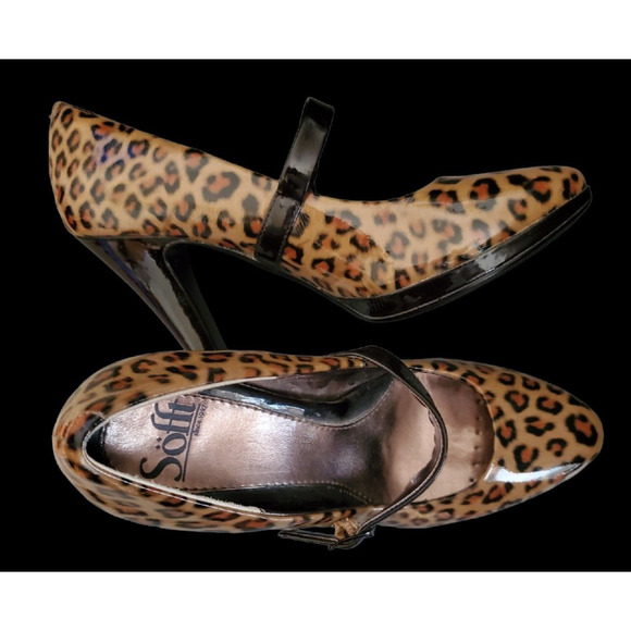 Sofft Shoes - Sofft Leopard Print Patent Leather Mary Jane Heels Pumps Dress Shoes Sz 7M